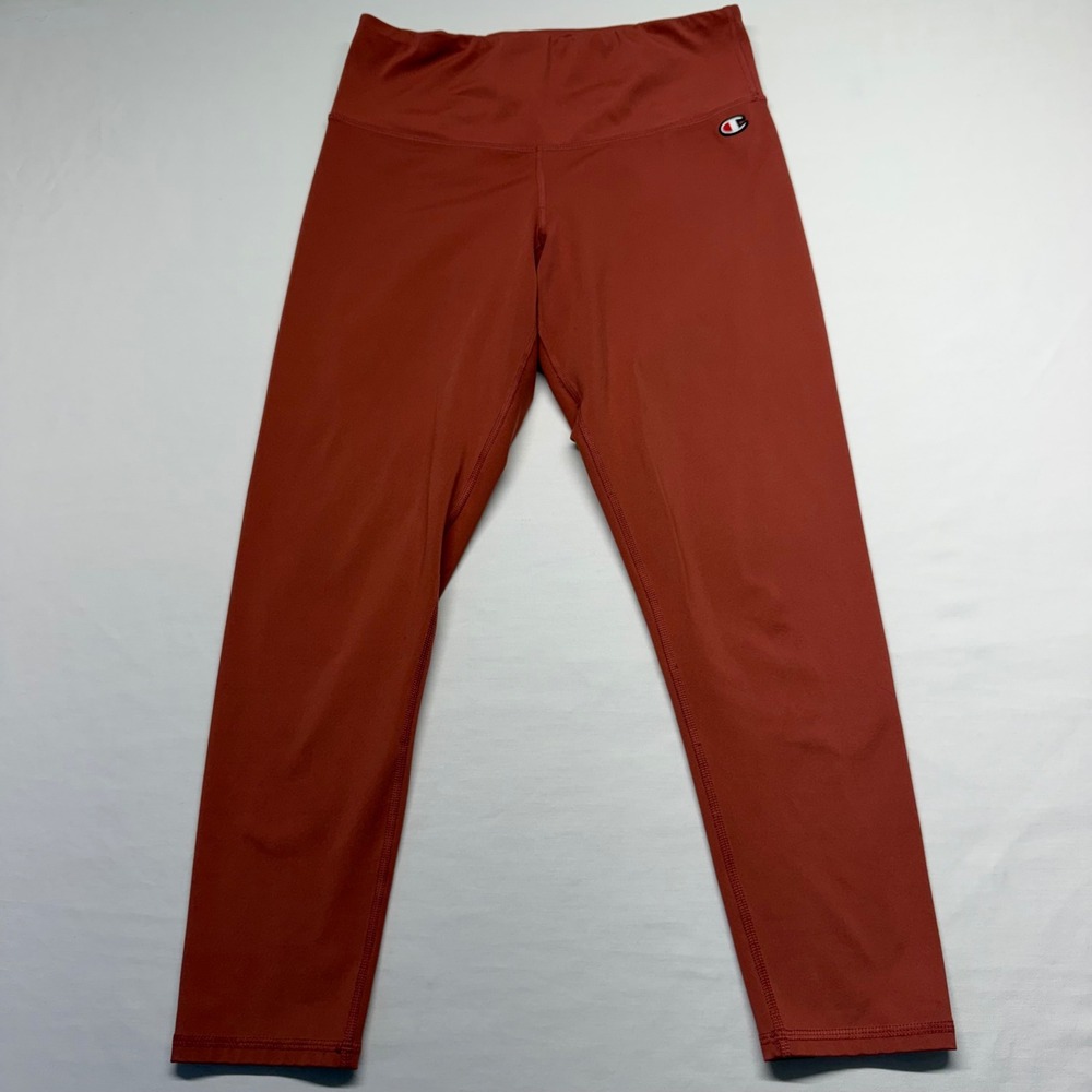 Champion Leggings Large Terracotta Women High Rise Athletic Workout Zip Pocket
